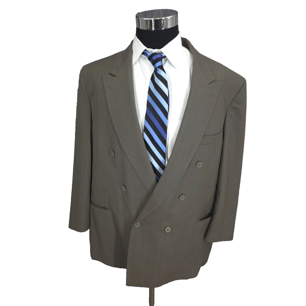 Kuppenheimer 2 Piece Suit Mens 46 Green Double Breasted‎ Peaked 42x28 Pants USA